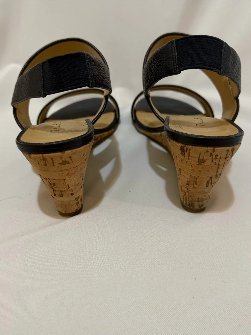 Talbots Navy Leather Two-Band Slingback Wedges